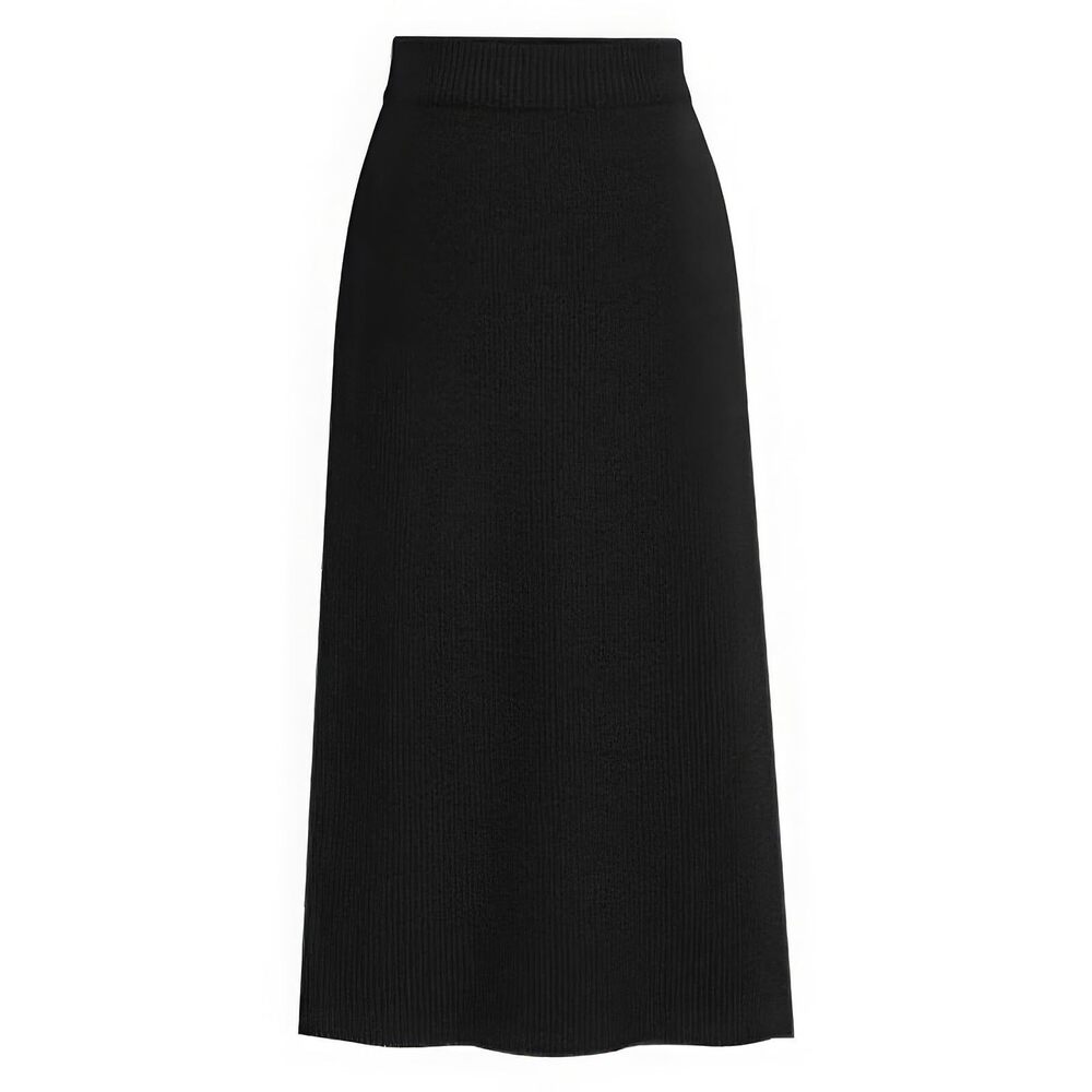 2112 Winter Warm High Waist Side Slit Wool Blend Long Skirts Rib Knit